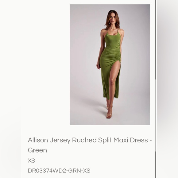 Meshki Dresses & Skirts - Meshki dress- Allison Jersey Ruched Split Maxi Dress
